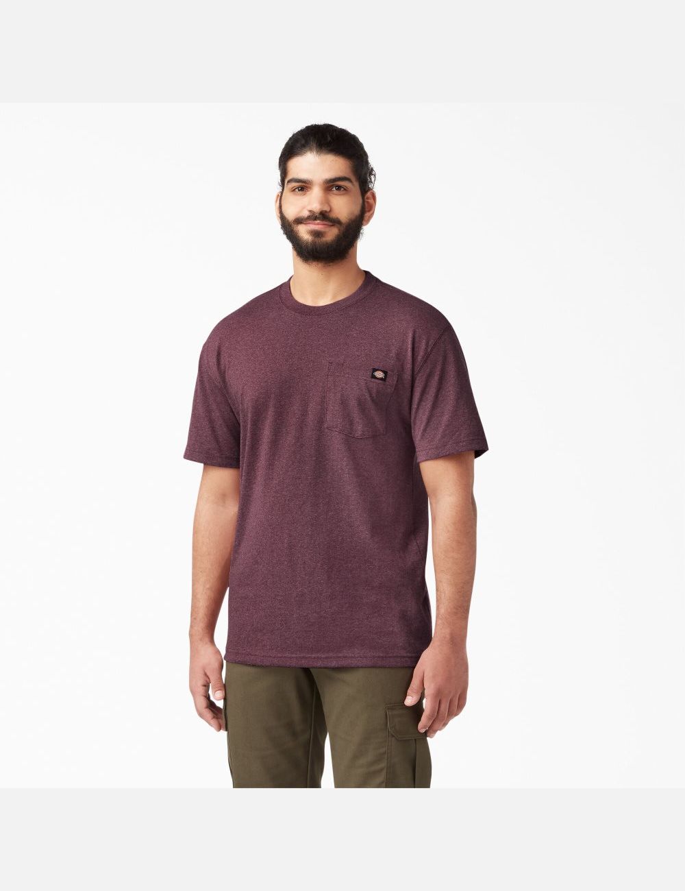 Burgundy Dickies Short Sleeve Heavyweight Heathered T-Shirts | 741JFEQNL