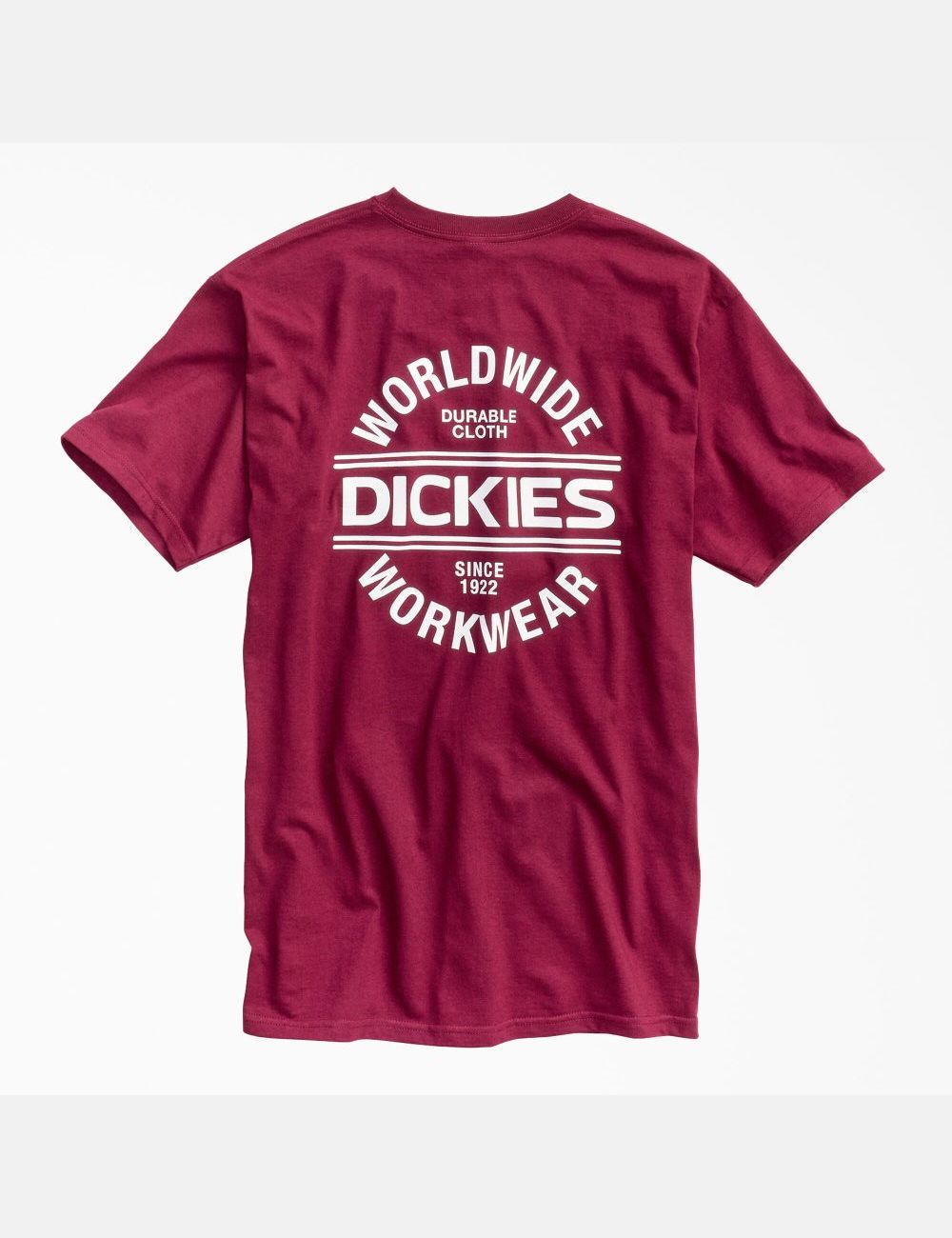 Burgundy Dickies Worldwide Workwear Graphic T-Shirts | 481XISWHK