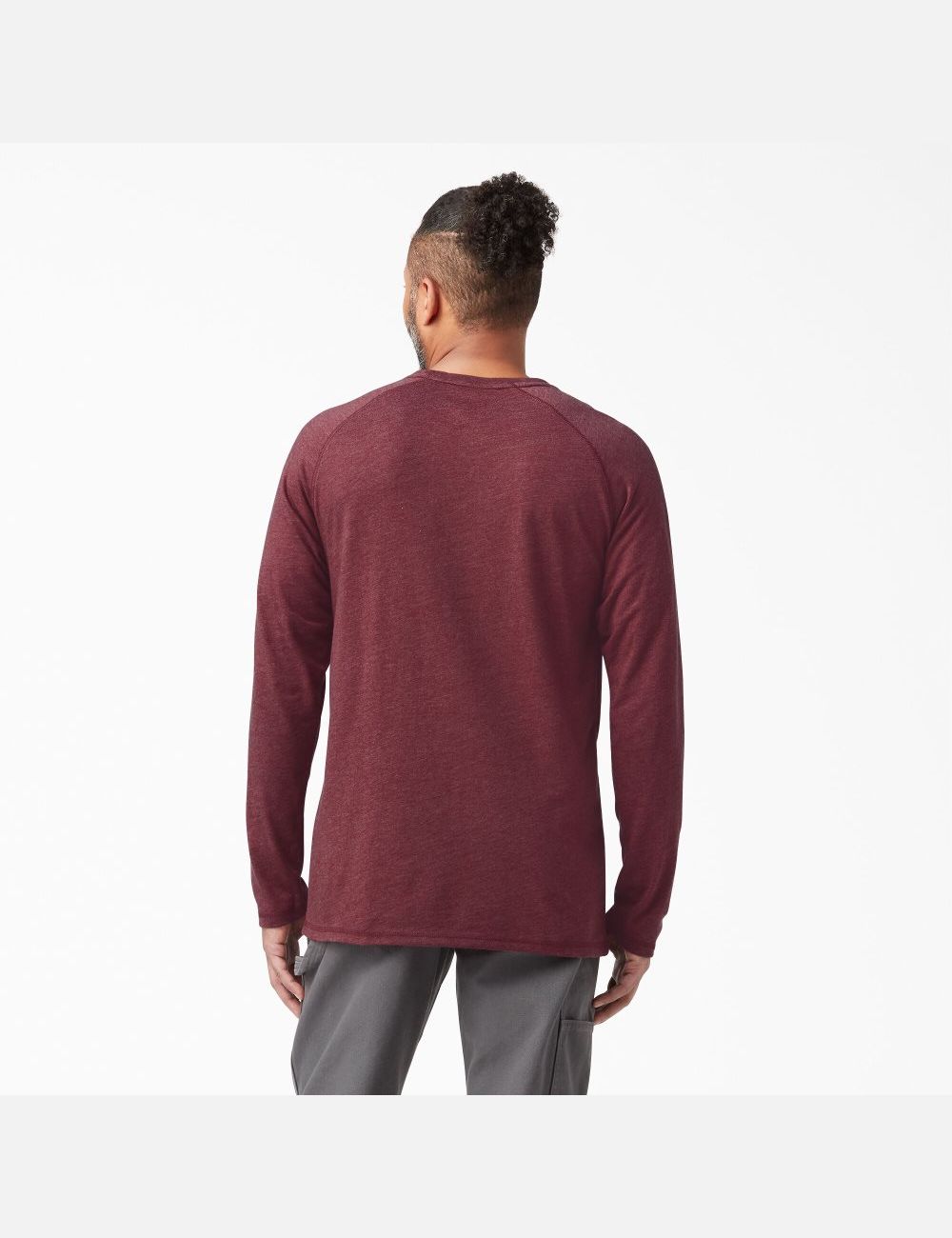 Burgundy Heather Dickies Cooling Long Sleeve Shirts | 481KPYSHQ