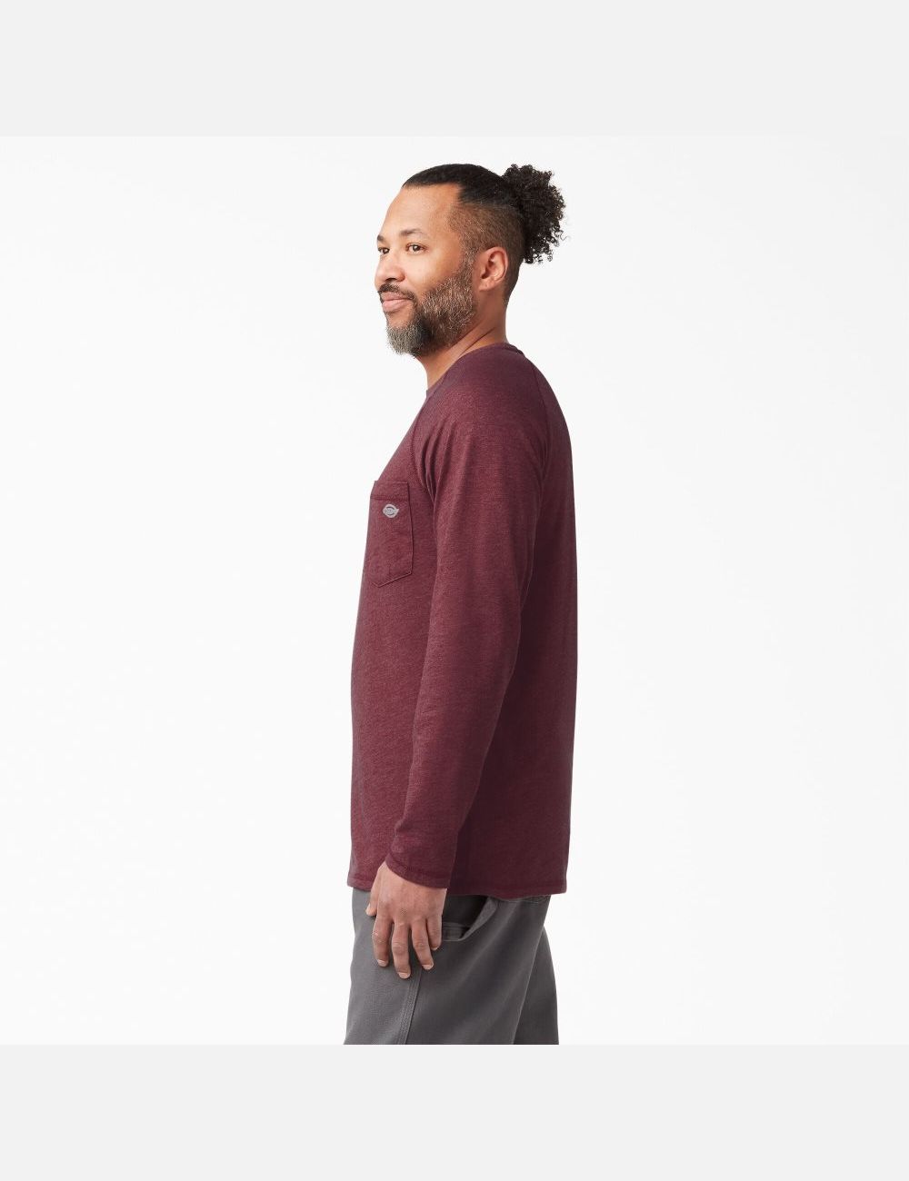 Burgundy Heather Dickies Cooling Long Sleeve Shirts | 481KPYSHQ