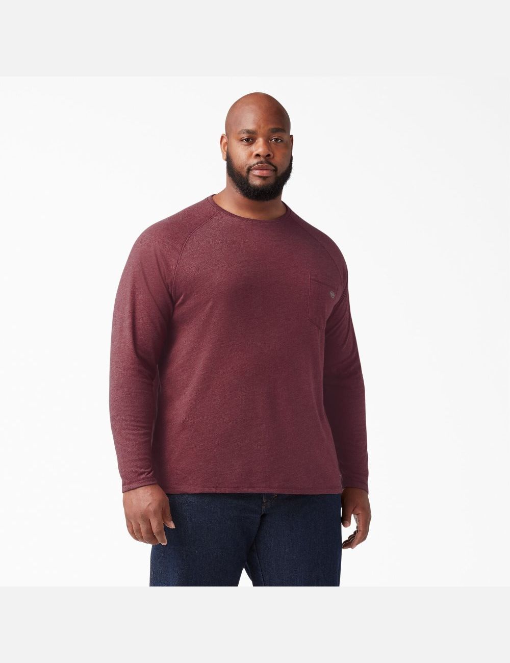 Burgundy Heather Dickies Cooling Long Sleeve Shirts | 481KPYSHQ