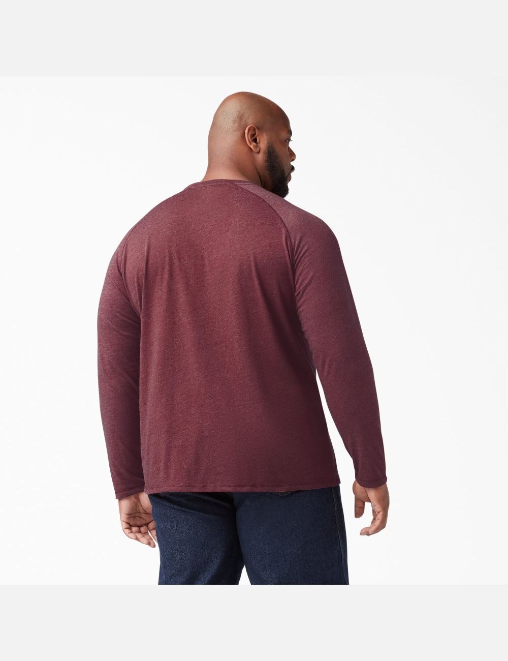 Burgundy Heather Dickies Cooling Long Sleeve Shirts | 481KPYSHQ