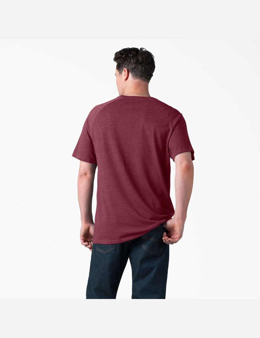 Burgundy Heather Dickies Cooling Short Sleeve Shirts | 278OZUATG