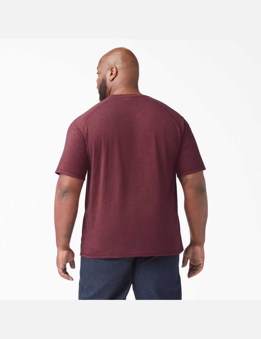 Burgundy Heather Dickies Cooling Short Sleeve Shirts | 278OZUATG