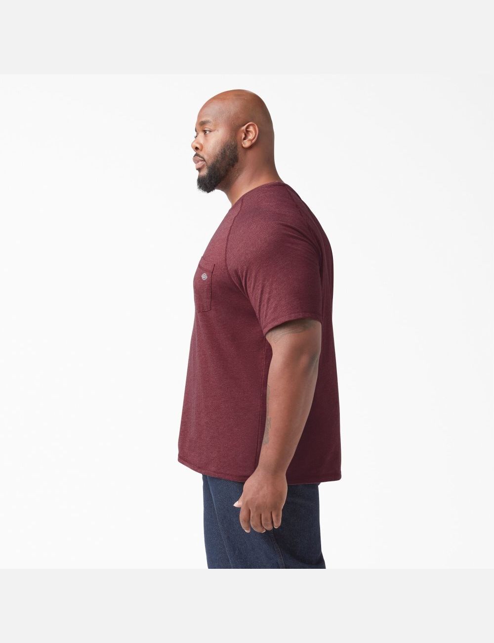 Burgundy Heather Dickies Cooling Short Sleeve Shirts | 278OZUATG