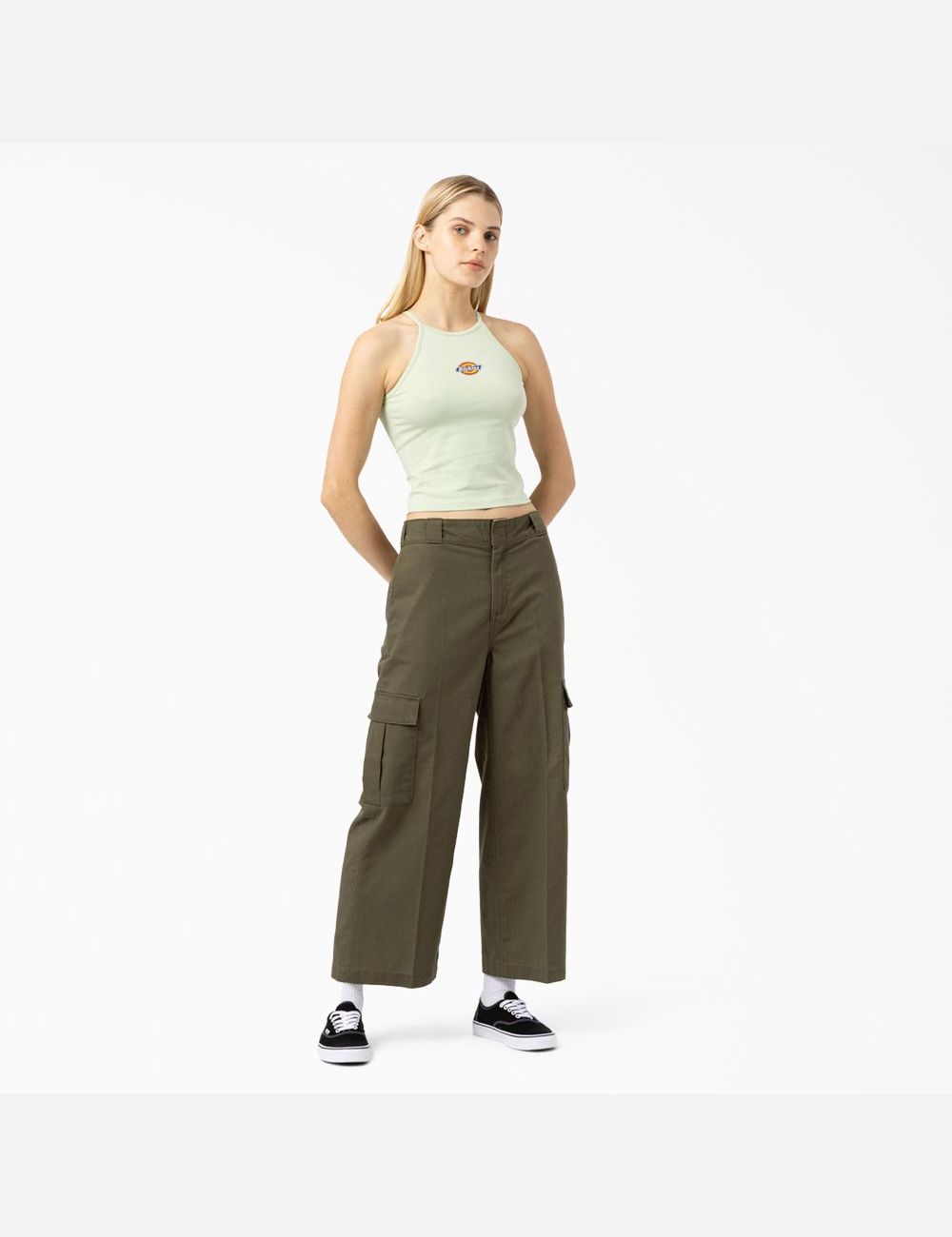 Celadon Green Dickies Chain Lake Cropped Tank Top | 926DTWHRV