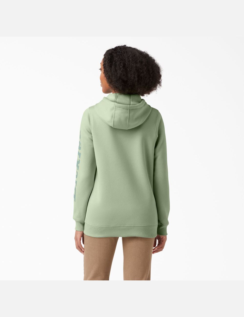 Celadon Green Dickies Heavyweight Logo Sleeve Hoodies | 943XAIRJP