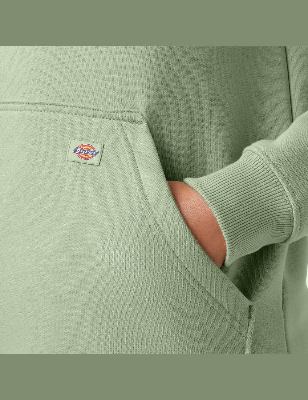 Celadon Green Dickies Heavyweight Logo Sleeve Hoodies | 943XAIRJP