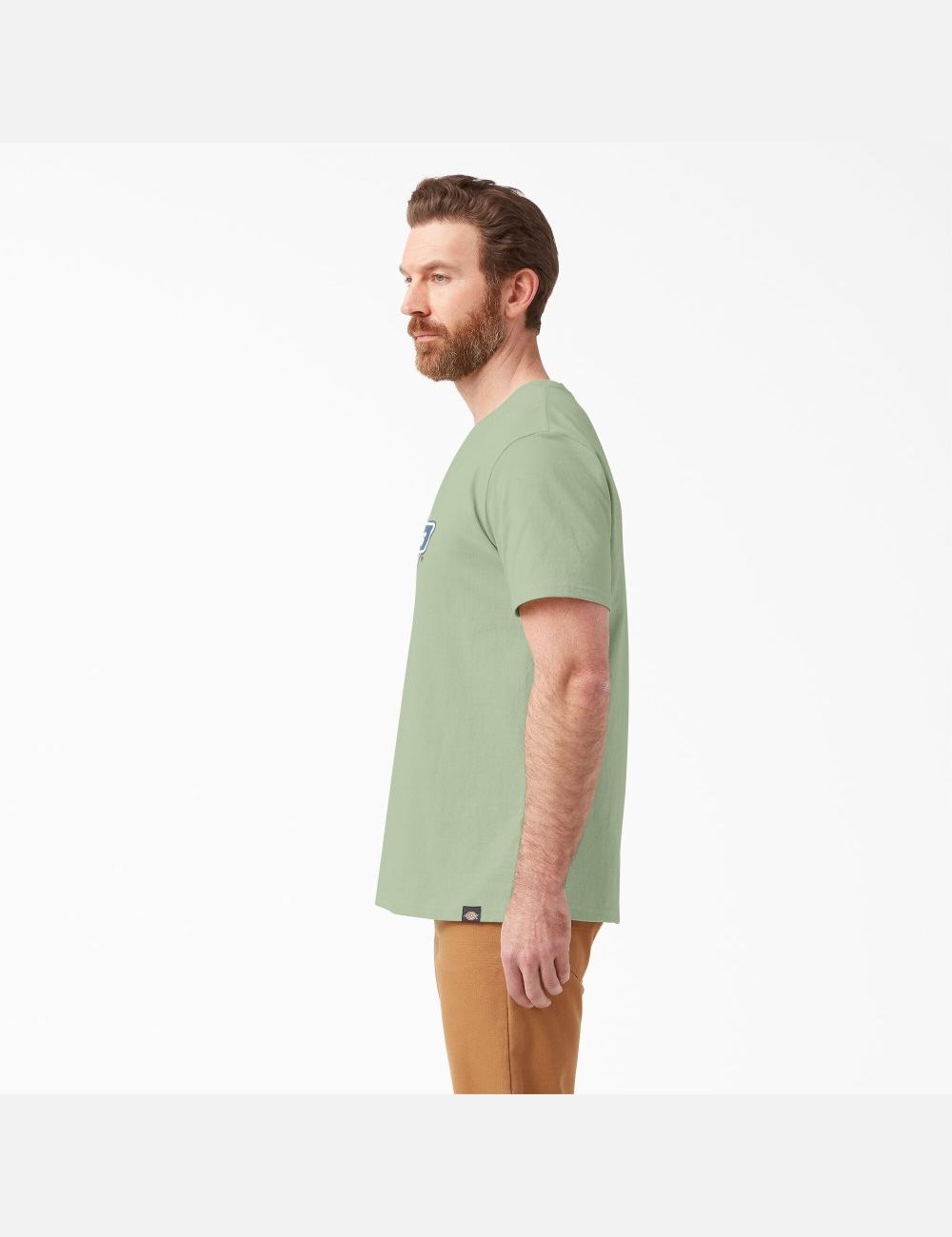 Celadon Green Dickies Logo Graphic T-Shirts | 720VBZYFD