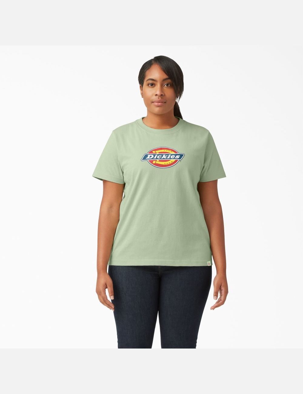 Celadon Green Dickies Plus Logo Graphic Tops | 708CMEOKP