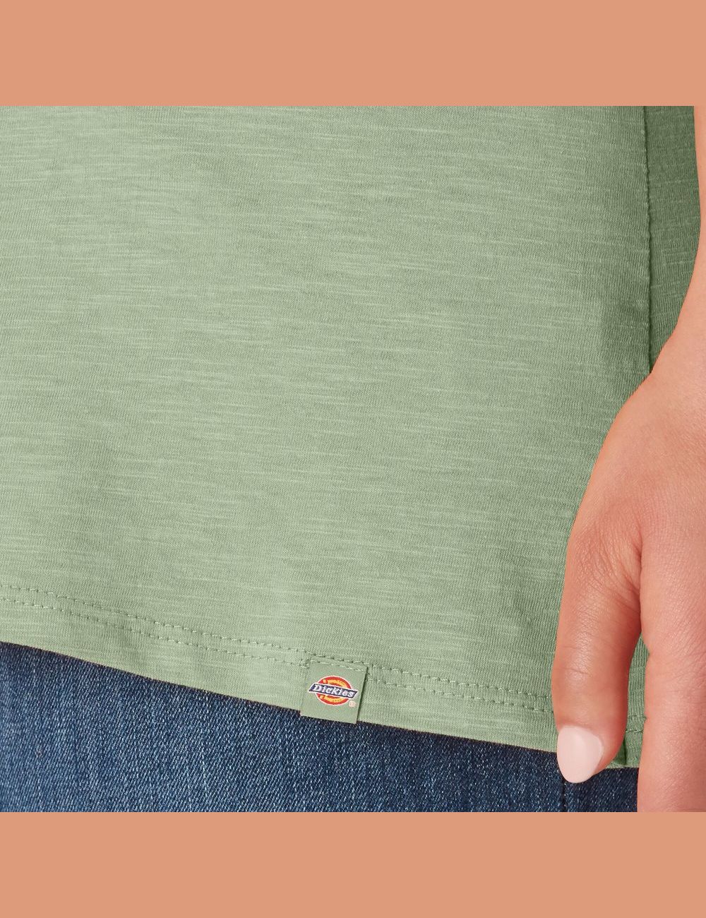 Celadon Green Dickies Plus Short Sleeve V-Neck Tops | 502URBNTD