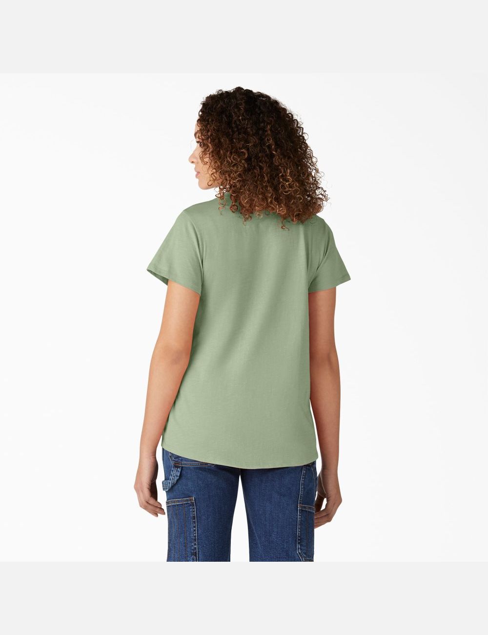 Celadon Green Dickies Short Sleeve V-Neck T-Shirts | 317EZJCYL