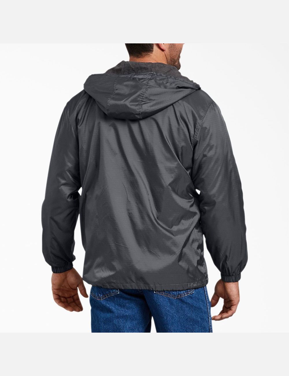 Charcoal Gray Dickies Fleece Lined Nylon Hooded Coats & Jackets | 729LQFPAI