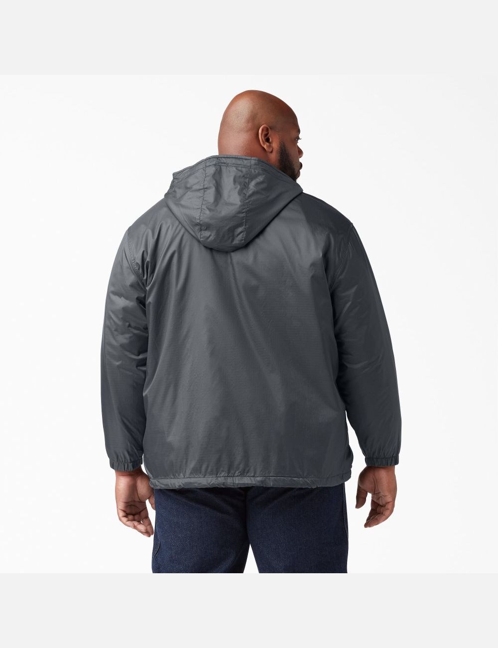 Charcoal Gray Dickies Fleece Lined Nylon Hooded Coats & Jackets | 729LQFPAI