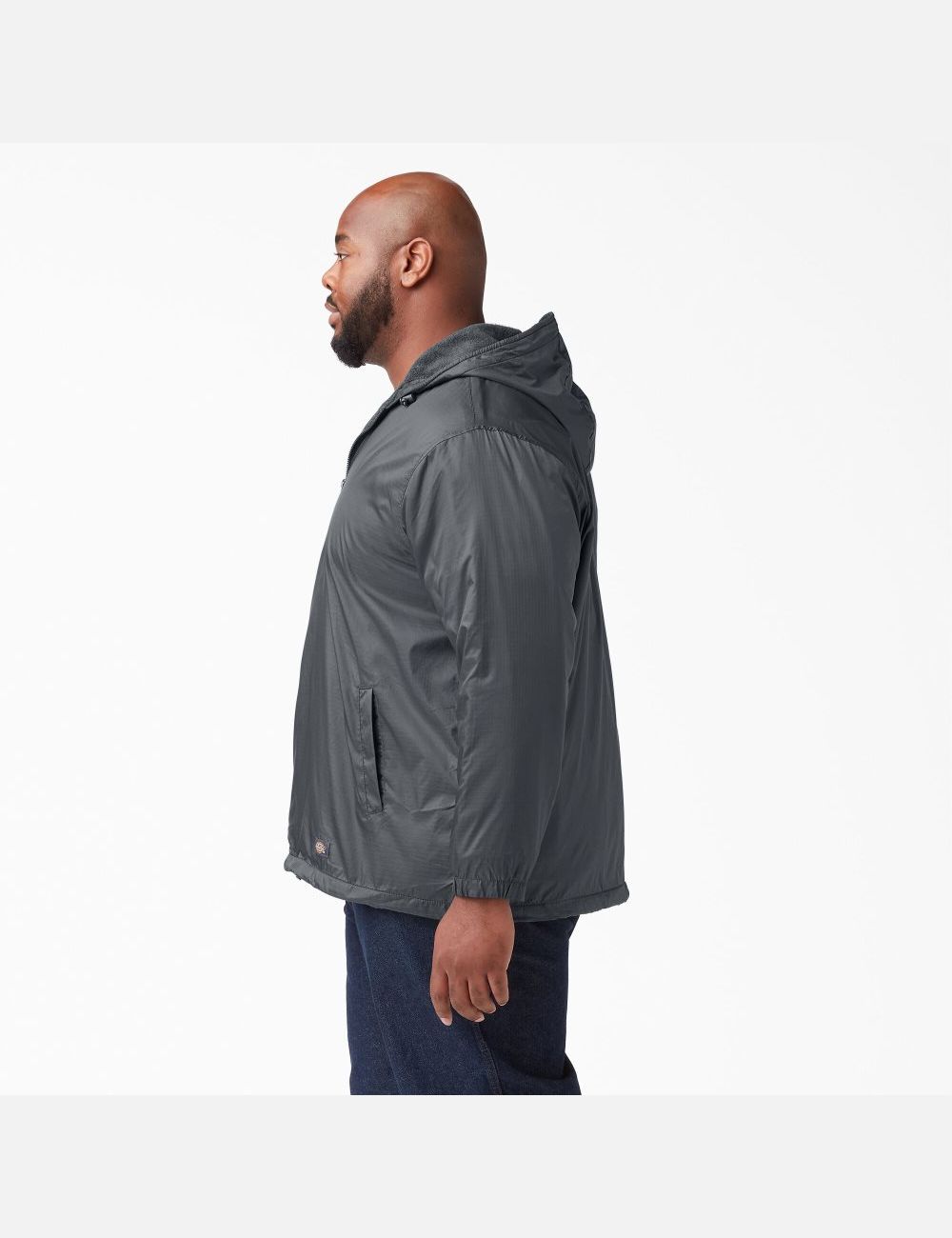 Charcoal Gray Dickies Fleece Lined Nylon Hooded Coats & Jackets | 729LQFPAI