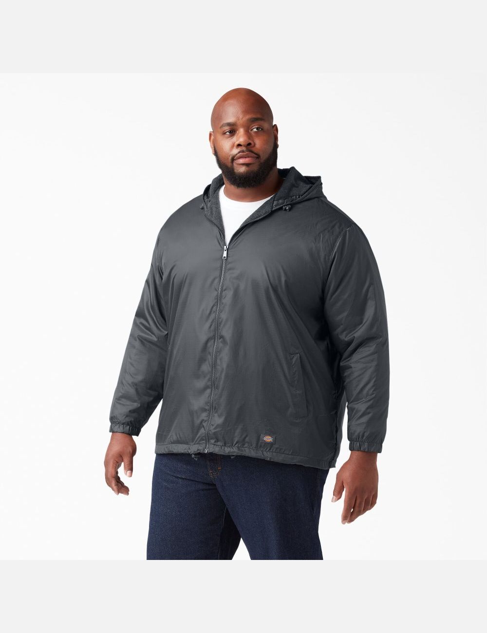 Charcoal Gray Dickies Fleece Lined Nylon Hooded Coats & Jackets | 950JXHSTA