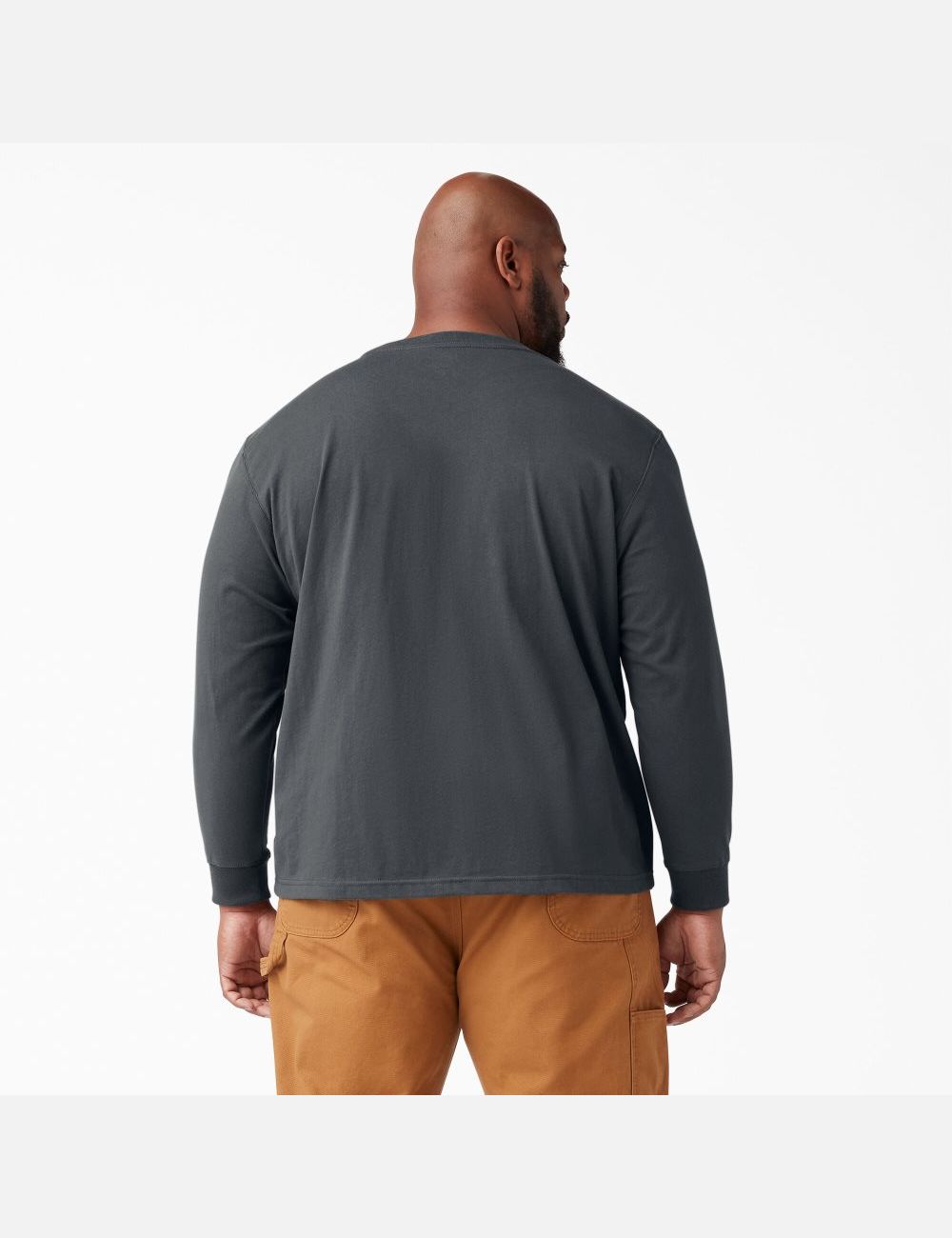 Charcoal Gray Dickies Heavyweight Crew Neck Long Sleeve T-Shirts | 415NMWJLE