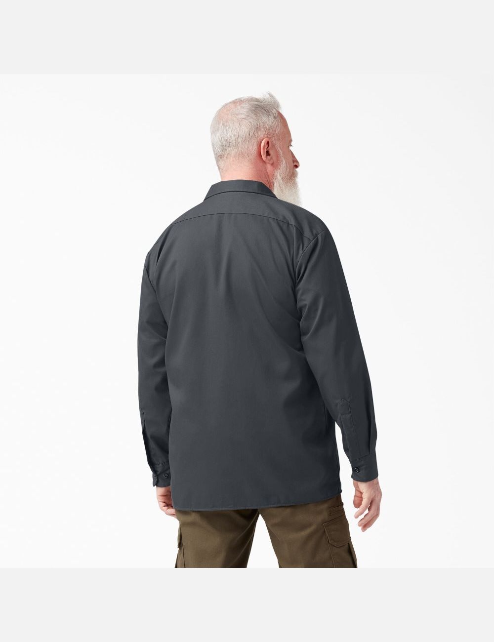 Charcoal Gray Dickies Long Sleeve Work Shirts | 348IQRKVM