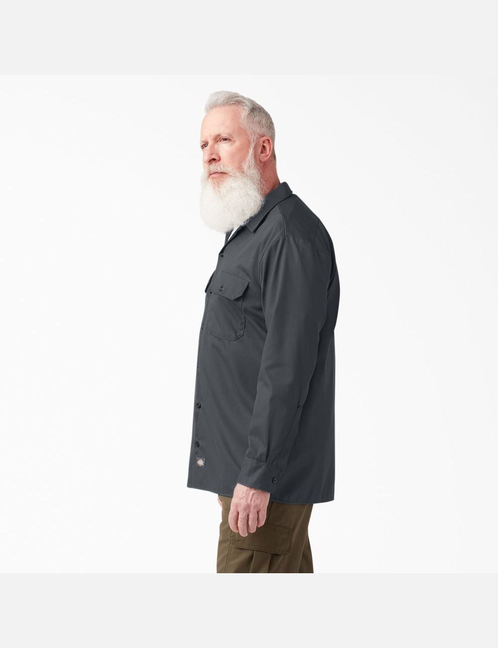 Charcoal Gray Dickies Long Sleeve Work Shirts | 348IQRKVM