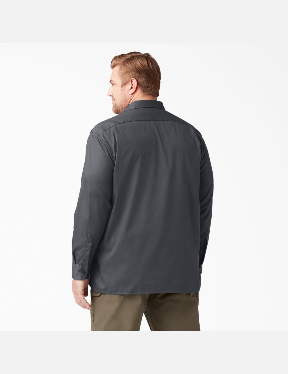 Charcoal Gray Dickies Relaxed Fit Long Sleeve Shirts | 186DYAWGK