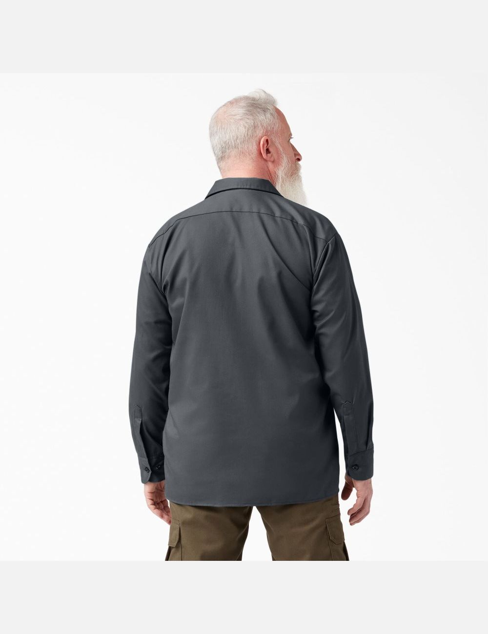 Charcoal Gray Dickies Relaxed Fit Long Sleeve Work Shirts | 685BSHQPO