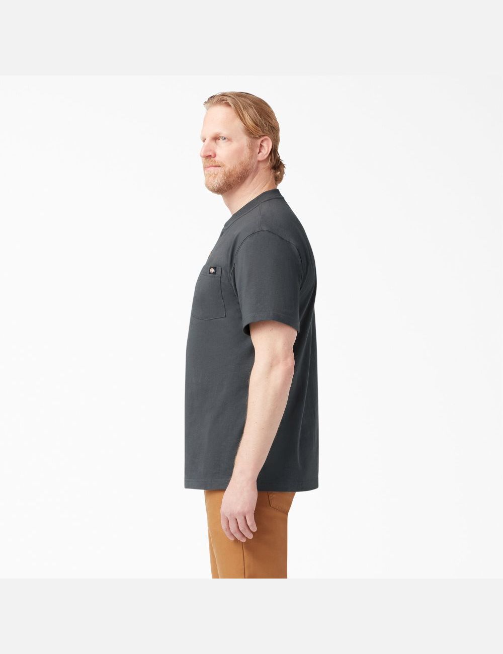 Charcoal Gray Dickies Short Sleeve Heavyweight Henley Shirts | 642LGROTP