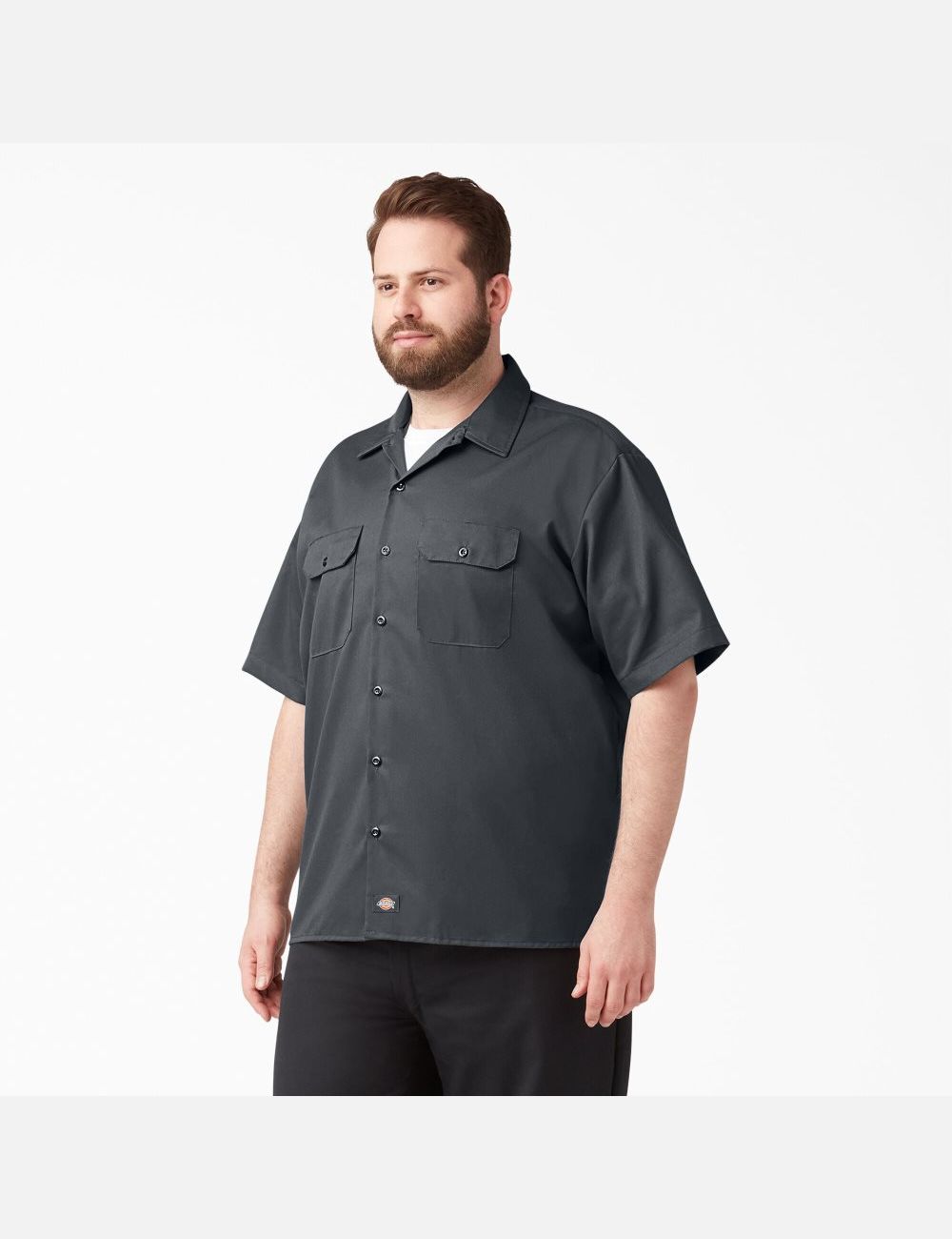 Charcoal Gray Dickies Short Sleeve Shirts | 480WJXKFR