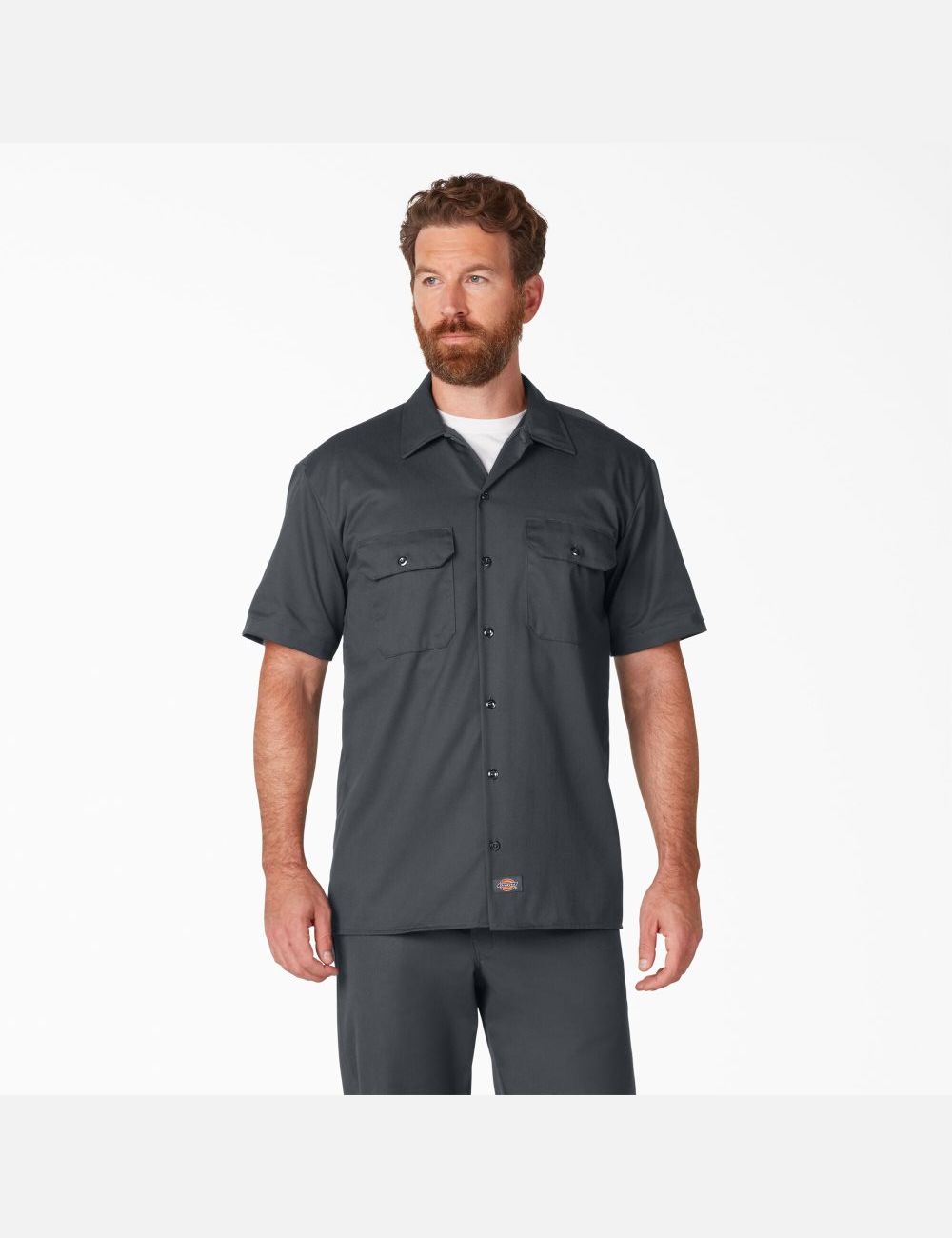 Charcoal Gray Dickies Short Sleeve Work Shirts | 218QTHGSO