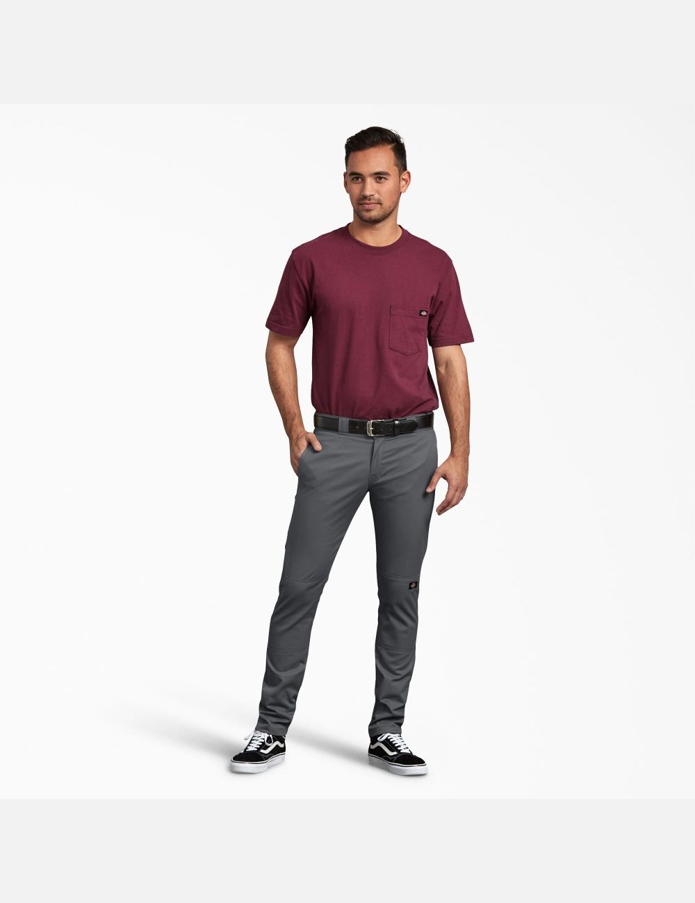 Charcoal Gray Dickies Skinny Fit Straight Leg Double Knee Pants | 465PZOFRW