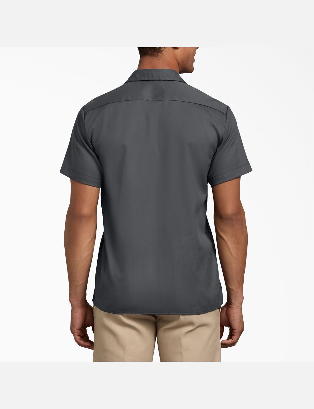 Charcoal Gray Dickies Slim Fit Short Sleeve Work Shirts | 498CWBDXF