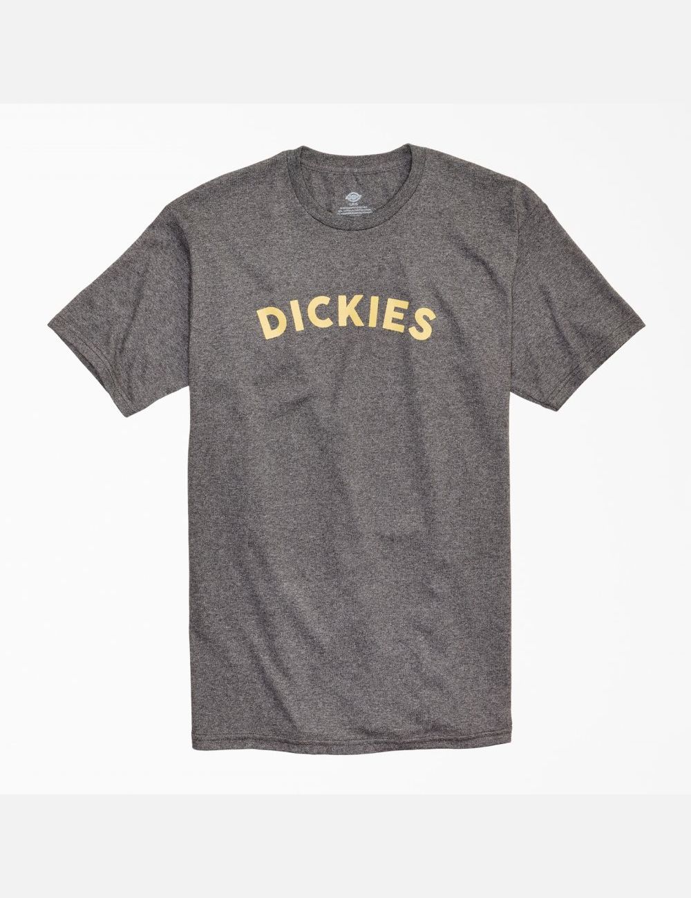 Charcoal Gray Heather Dickies Block Text Graphic T-Shirts | 136KFMYEU