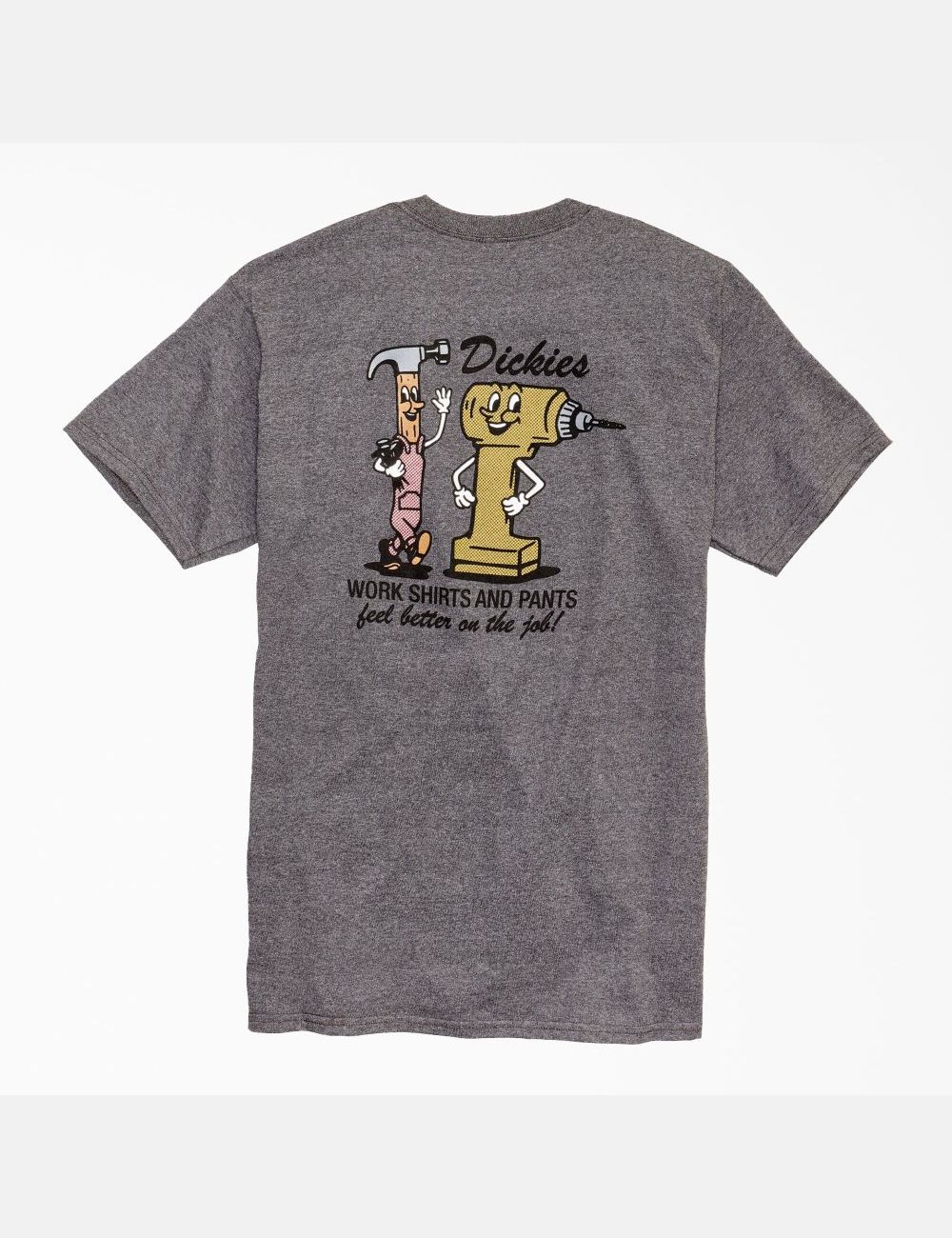 Charcoal Gray Heather Dickies Feel Better On The Job Graphic T-Shirts | 698RNBJOV