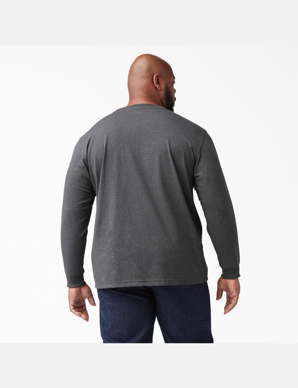 Charcoal Gray Heather Dickies Long Sleeve Heathered Heavyweight Crew Neck Shirts | 059WFTNCA