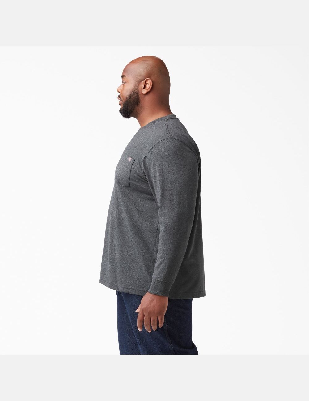 Charcoal Gray Heather Dickies Long Sleeve Heathered Heavyweight Crew Neck Shirts | 059WFTNCA