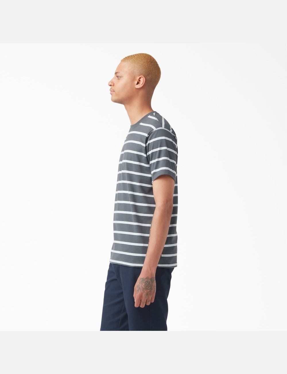 Charcoal Mini Stripe Dickies Skateboarding Striped T-Shirts | 460KXCSJQ