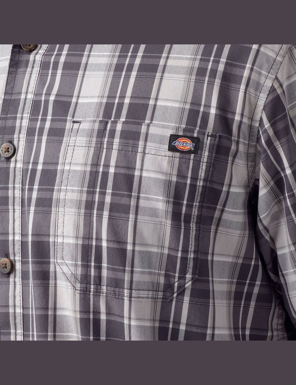 Charcoal Quail Gray Plaid Dickies Short Sleeve Woven Shirt Button Up | 261CPWFSD