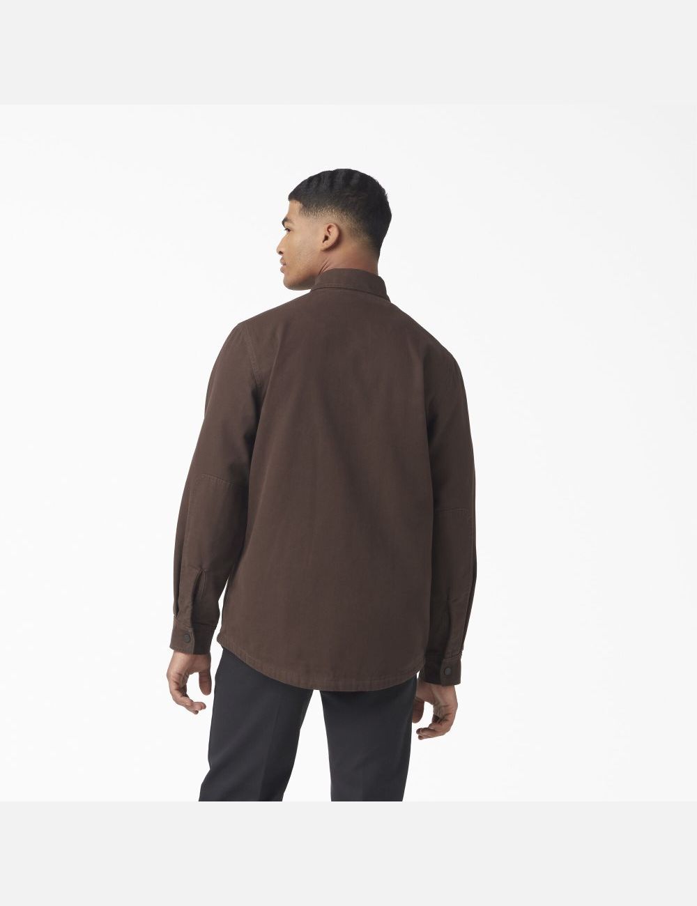 Chocolate Brown Dickies Duck Flannel-Lined Shirt Button Up | 572EWLHJT