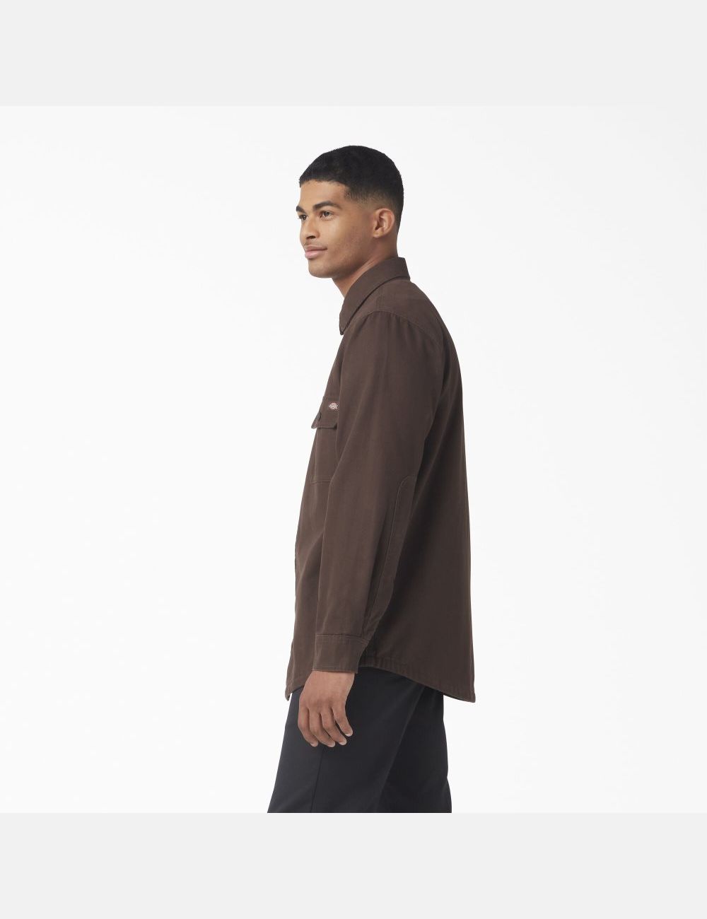 Chocolate Brown Dickies Duck Flannel-Lined Shirt Button Up | 572EWLHJT