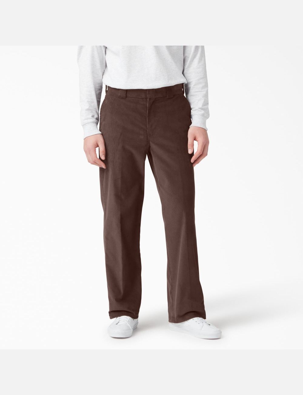 Chocolate Brown Dickies Flat Front Corduroy Pants | 079XRGWOV