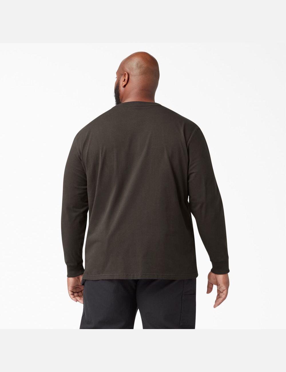 Chocolate Brown Dickies Heavyweight Crew Neck Long Sleeve T-Shirts | 319KIDUMA