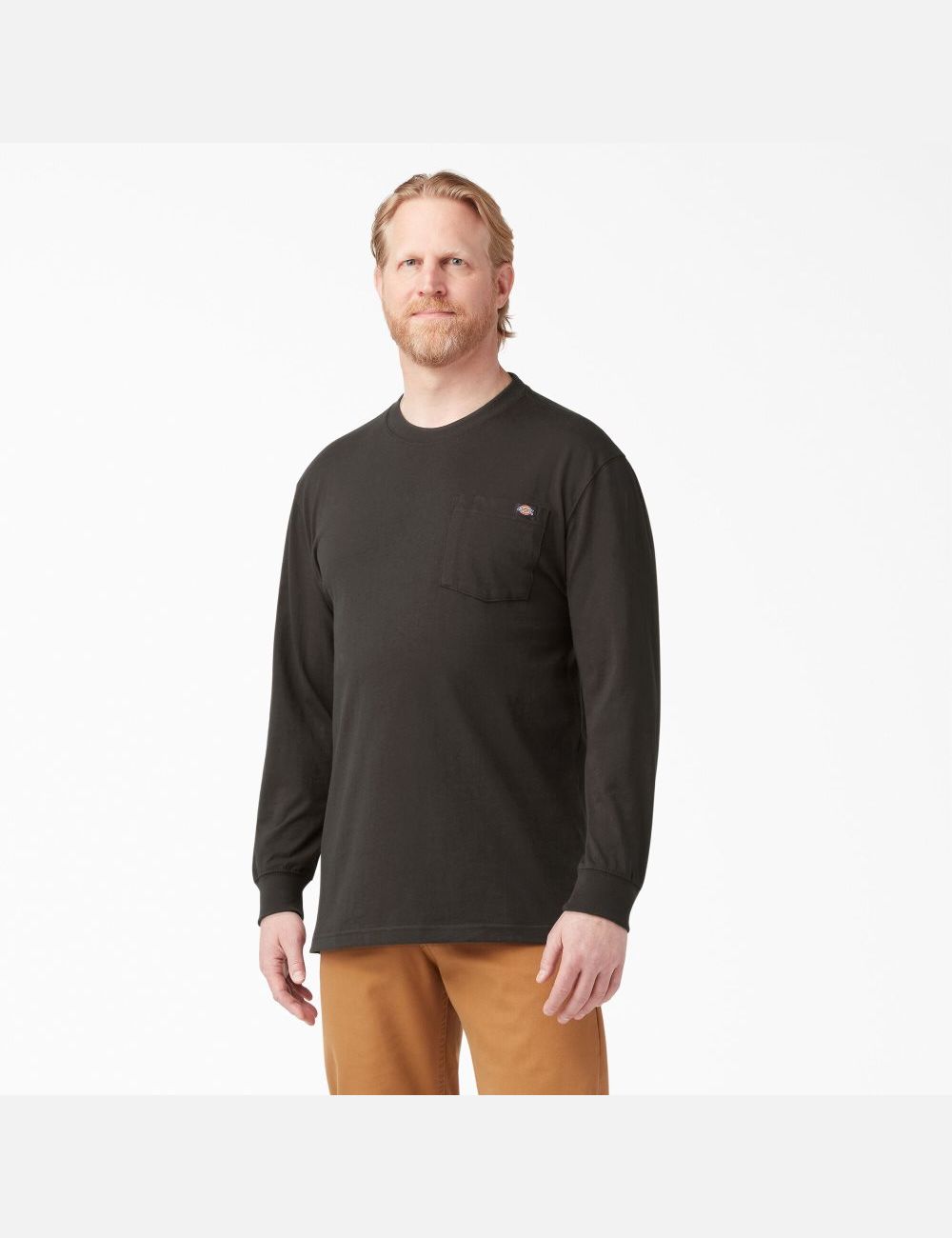 Chocolate Brown Dickies Heavyweight Crew Neck Long Sleeve T-Shirts | 319KIDUMA