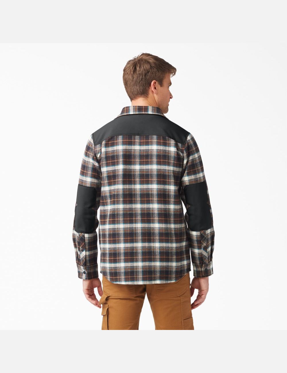 Chocolate Brown Plaid Dickies Heavyweight Brawny Flannel Shirt Button Up | 278GYHPSV