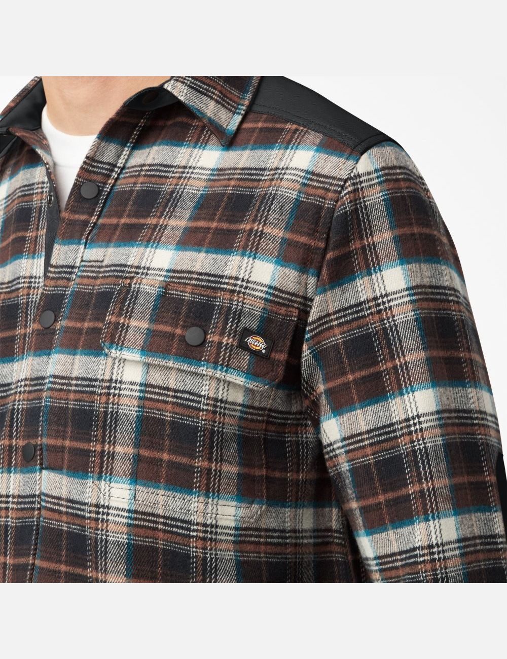 Chocolate Brown Plaid Dickies Heavyweight Brawny Flannel Shirt Button Up | 314TGZCBH