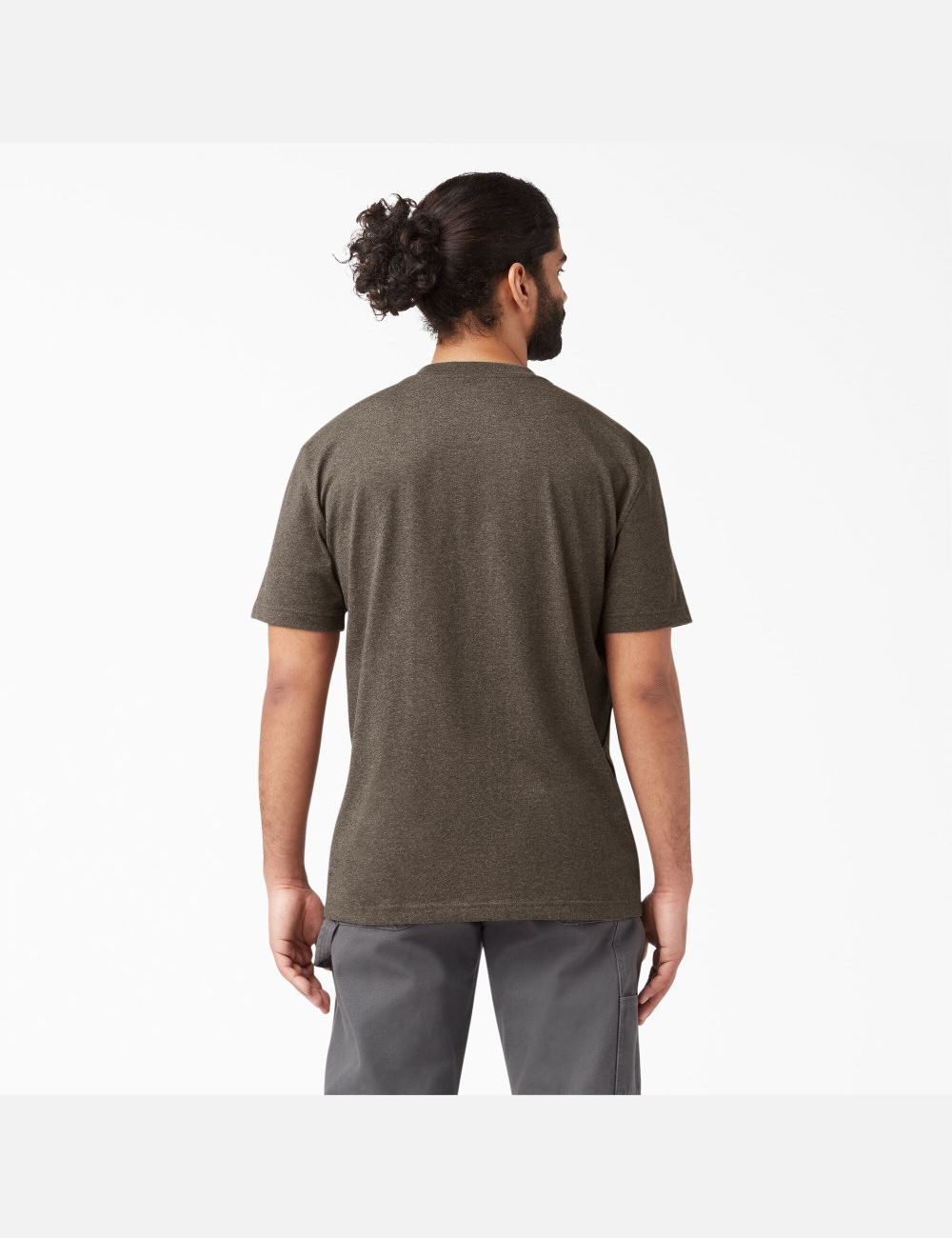 Chocolate Heather Dickies Short Sleeve Heavyweight Heathered Shirts | 436EBYFGH