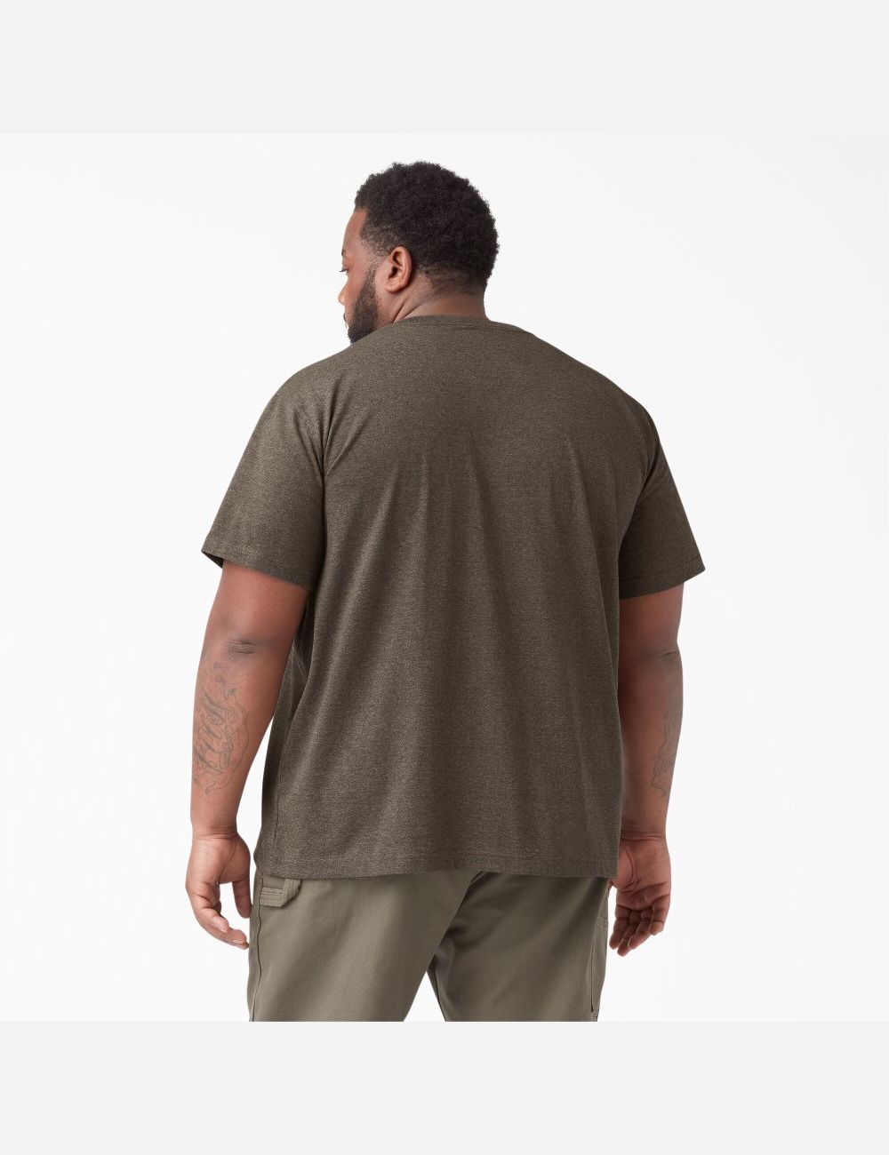 Chocolate Heather Dickies Short Sleeve Heavyweight Heathered Shirts | 436EBYFGH