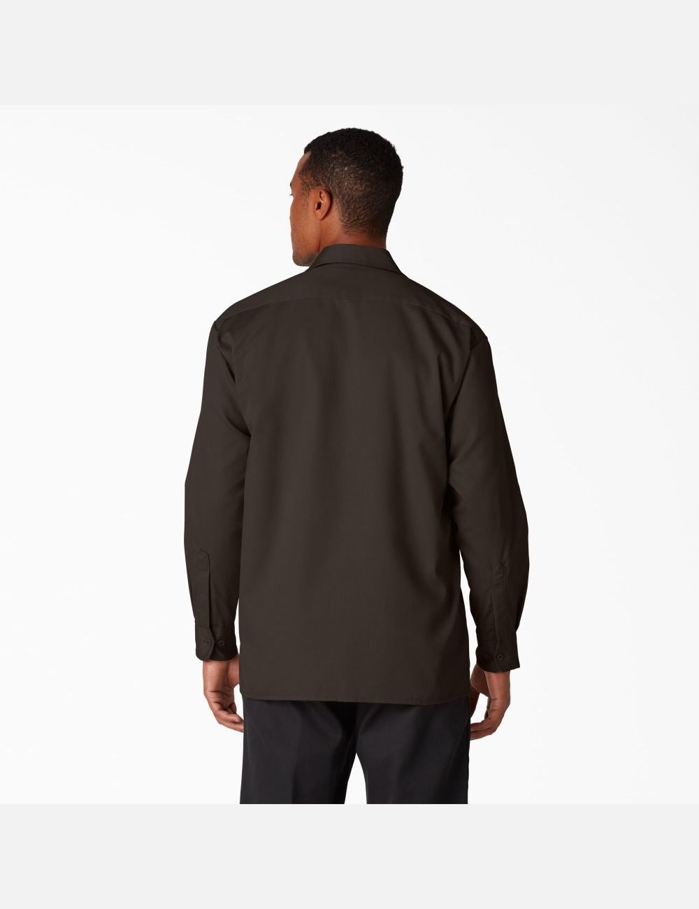 Dark Brown Dickies Long Sleeve Work Shirts | 102YSBQIM