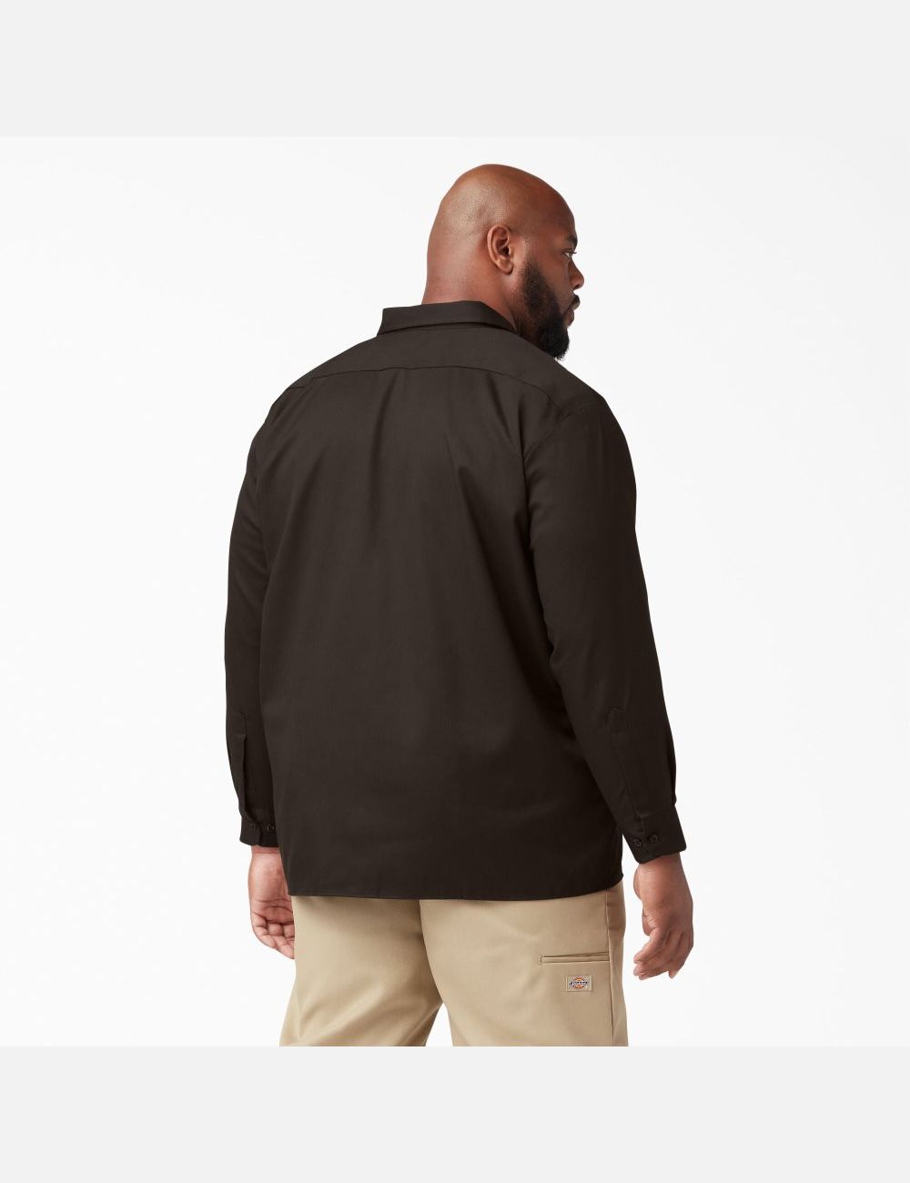 Dark Brown Dickies Long Sleeve Work Shirts | 102YSBQIM