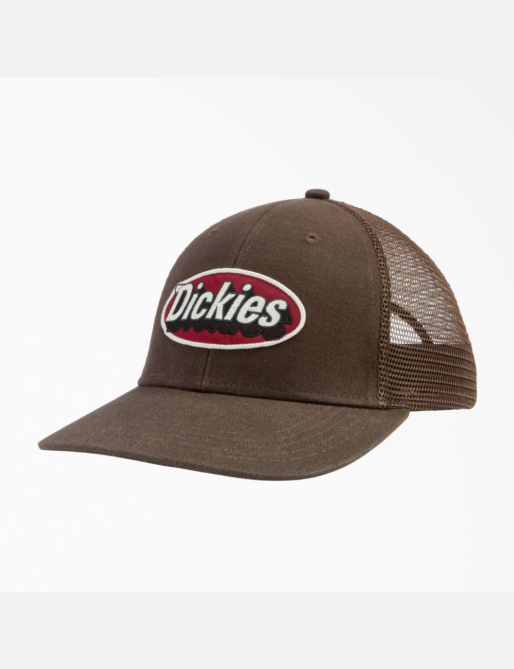 Dark Brown Dickies Patch Logo Trucker Hats | 576JPGACE