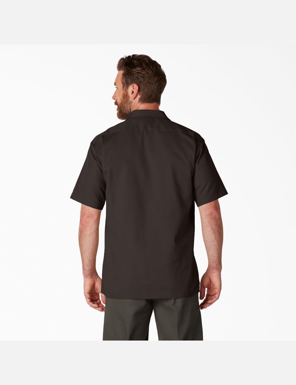 Dark Brown Dickies Short Sleeve Shirts | 694GBVQWS