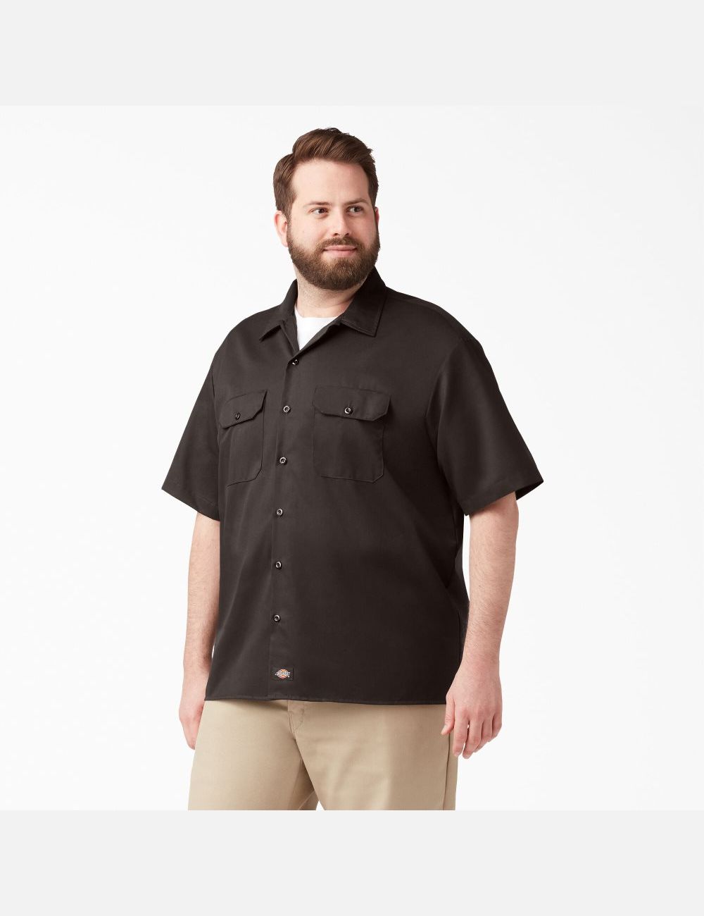 Dark Brown Dickies Short Sleeve Shirts | 694GBVQWS